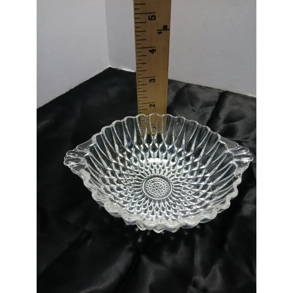 Vintage Clear Diamond Pressed Glass‎ Oval Relish Candy Celery Dish